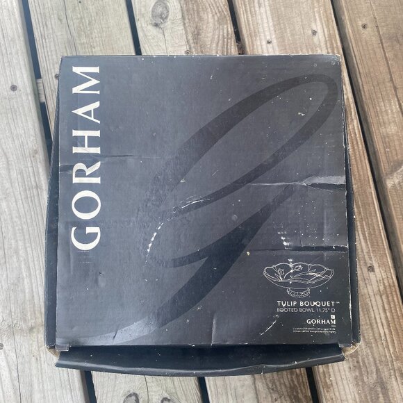 GORHAM Leaded Crystal TULIP Bouquet Footed Bowl Dining Kitchen Ware - Picture 2 of 4